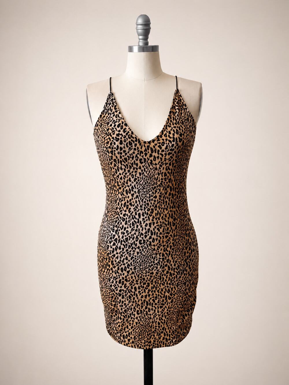 H&M Divided Leopard Print Bodycon Slip Dress Women's Size 4 Animal Print